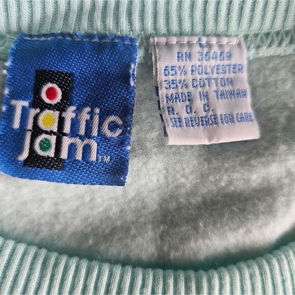 Vintage Traffic Jam Geometric Sweatshirt Sz L 80s/90s Retro Mixed Fabric Ski - Picture 5 of 15